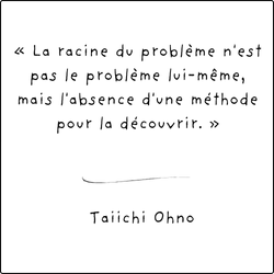 « La racine du problème n'est pas le problème lui-même, mais l'absence d'une méthode pour la découvrir. » - Taiichi Ohno